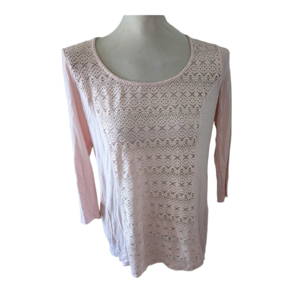 Miraclebody By Miraclesuit Women S Lace Front 3/4 Sleeve Tunic Top Pink